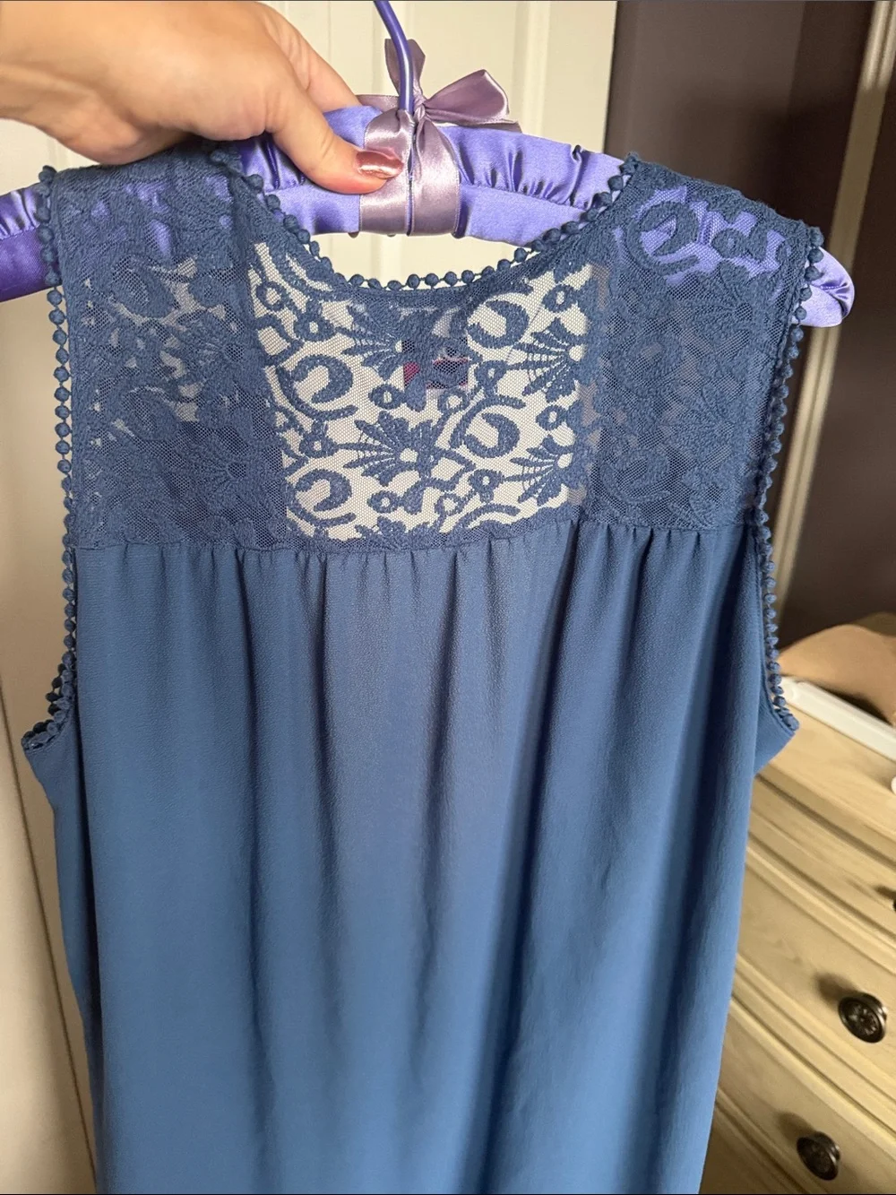 Sleeveless Navy Lace-Back Open Coverup Tunic
